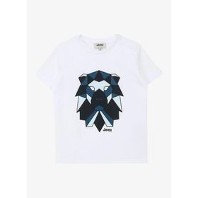 Jeep C4SB-TST4223 Ekru Bisiklet Yaka Relaxed Baskılı Erkek Çocuk T-Shirt