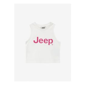 Jeep C4SG-TST4012 Ekru Bisiklet Yaka Crop Top Baskılı Kız Çocuk Atlet