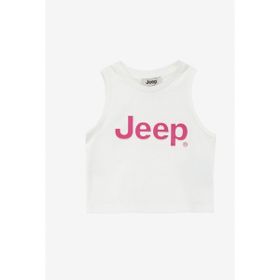 Jeep C4SG-TST4012 Ekru Bisiklet Yaka Crop Top Baskılı Kız Çocuk Atlet