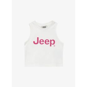 Jeep C4SG-TST4012 Ekru Bisiklet Yaka Crop Top Baskılı Kız Çocuk Atlet