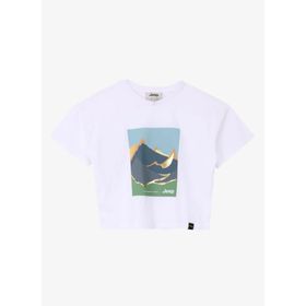 Jeep C4SG-TST4014 Ekru Bisiklet Yaka Crop Top Baskılı Kız Çocuk T-Shirt