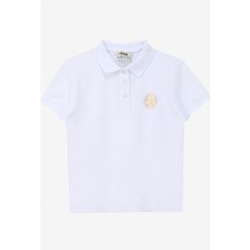 Jeep C4SG-TST4119 Ekru Polo Yaka Relaxed Baskılı Kız Çocuk T-Shirt