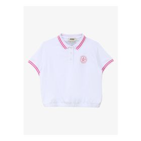Jeep C4SG-TST4180 Ekru Polo Yaka Relaxed Baskılı Kız Çocuk T-Shirt