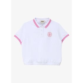 Jeep C4SG-TST4180 Ekru Polo Yaka Relaxed Baskılı Kız Çocuk T-Shirt
