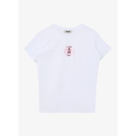 Jeep C4SG-TST7030 Ekru Bisiklet Yaka Relaxed Baskılı Kız Çocuk T-Shirt