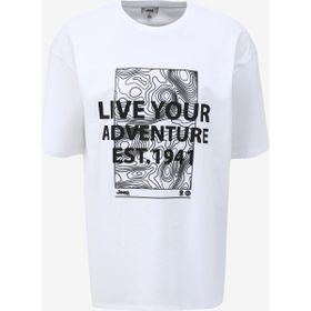 Jeep C4SM-TST4533 Bisiklet Yaka Baskılı Ekru Erkek T-Shirt