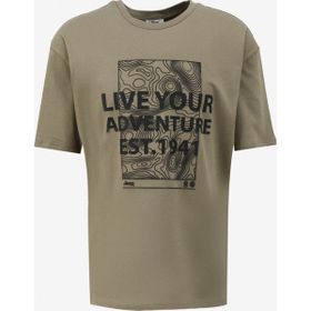 Jeep C4SM-TST4533 Haki Erkek Bisiklet Yaka Loose Fit Baskılı T-Shirt