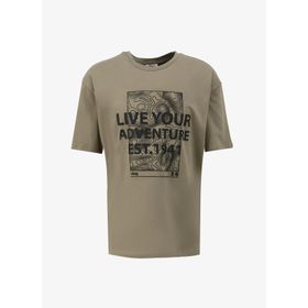 Jeep C4SM-TST4533 Haki Erkek Bisiklet Yaka Loose Fit Baskılı T-Shirt