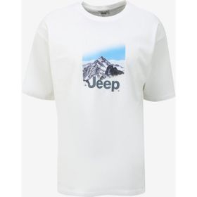Jeep C4SM-TST4607 Ekru Bisiklet Yaka Loose Fit Baskılı Erkek T-Shirt