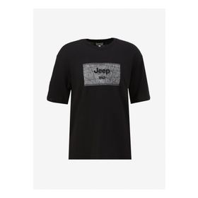 Jeep C4SM-TST4647 Siyah Bisiklet Yaka Loose Fit Baskılı Erkek T-Shirt