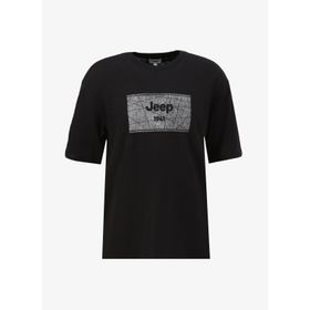 Jeep C4SM-TST4647 Siyah Bisiklet Yaka Loose Fit Baskılı Erkek T-Shirt