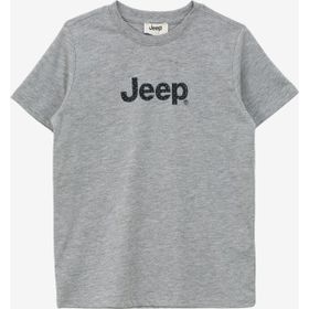Jeep J4SB-TSH1 Gri Melanj Bisiklet Yaka Relaxed Baskılı Erkek Çocuk T-Shirt