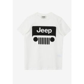 Jeep J4SB-TSH8 Ekru Bisiklet Yaka Relaxed Baskılı Erkek Çocuk T-Shirt
