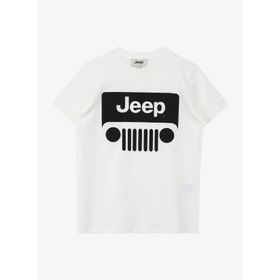 Jeep J4SB-TSH8 Ekru Bisiklet Yaka Relaxed Baskılı Erkek Çocuk T-Shirt