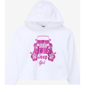 Jeep J4SG-SWT01 Ekru Kapüşonlu Relaxed Baskılı Kız Çocuk Sweatshirt