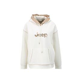 Jeep J4SL-SWT7022 Kırık Beyaz Kapüşonlu Loose Fit Baskılı Kadın Sweatshirt