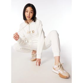 Jeep J4SL-SWT7022 Kırık Beyaz Kapüşonlu Loose Fit Baskılı Kadın Sweatshirt