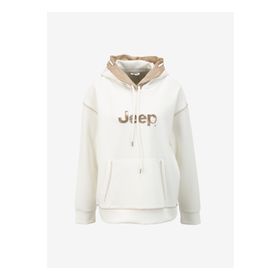 Jeep J4SL-SWT7022 Kırık Beyaz Kapüşonlu Loose Fit Baskılı Kadın Sweatshirt