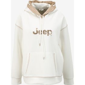 Jeep J4SL-SWT7022 Kırık Beyaz Kapüşonlu Loose Fit Baskılı Kadın Sweatshirt
