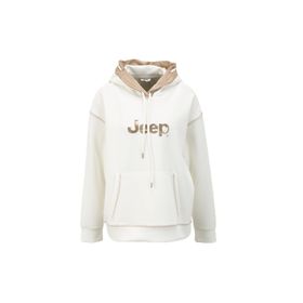 Jeep J4SL-SWT7022 Kırık Beyaz Kapüşonlu Loose Fit Baskılı Kadın Sweatshirt