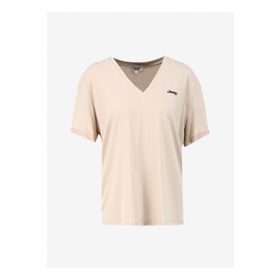 Jeep J4SL-TST7025 Bej V Yaka Relaxed Kadın T-Shirt