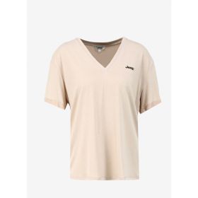 Jeep J4SL-TST7025 Bej V Yaka Relaxed Kadın T-Shirt