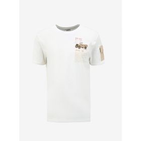 Jeep J4SM-TST7239 Kırık Beyaz Bisiklet Yaka Relaxed Baskılı Erkek T-Shirt
