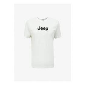 Jeep J4SM-TST7246 Kırık Beyaz Bisiklet Yaka Baskılı Erkek T-Shirt