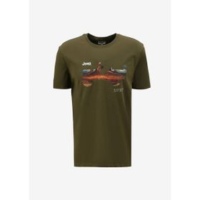 Jeep J4SM-TST7255 Bisiklet Yaka Baskılı Haki Erkek T-Shirt