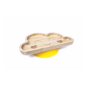 Jellyboon Bambu Bulut Sarı Vakumlu Tabak