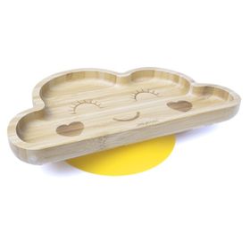 Jellyboon Bambu Bulut Sarı Vakumlu Tabak