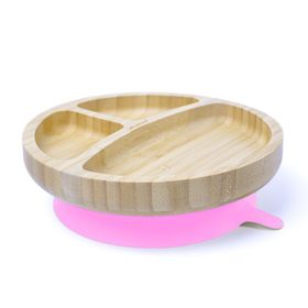 Jellyboon Bambu Yuvarlak Pembe Vakumlu Tabak
