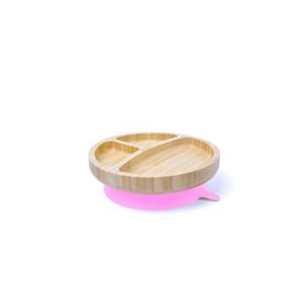 Jellyboon Bambu Yuvarlak Pembe Vakumlu Tabak