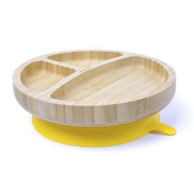 Jellyboon Bambu Yuvarlak Sarı Vakumlu Tabak