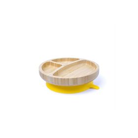 Jellyboon Bambu Yuvarlak Sarı Vakumlu Tabak
