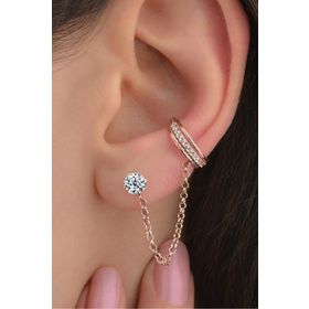 Jelux Silver 925 Ayar Gümüş Zirkon Taşlı Kıkırdak Rose Küpe