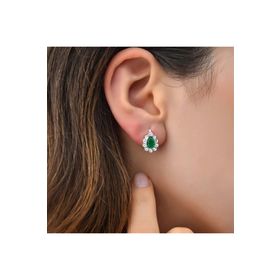 Jelux Silver Damla Model Zümrüt Taşlı Gümüş Küpe