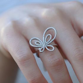 Jelux Silver Kelebek Model Zirkon Taşlı Gümüş Yüzük