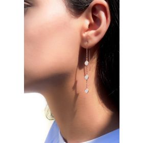 Jelux Silver Sallantılı Rose Zirkon Taşlı Gümüş Küpe
