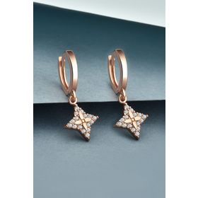 Jelux Silver Sallantılı Rose Zirkon Taşlı Gümüş Küpe