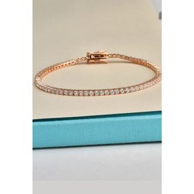 Jelux Silver Sıra Taşlı Rose Gümüş Bileklik