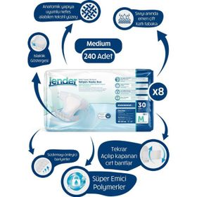 Jender Emici Bel Bantlı Medium 240 Adet Yetişkin Hasta Bezi