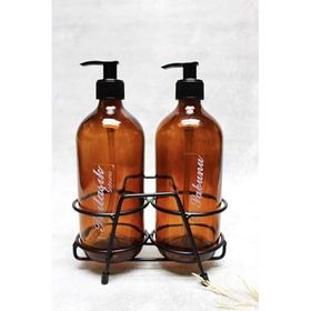 Jenisa Amber 500 ml Pompalı Siyah Standlı Sıvı Sabun Şişesi