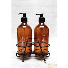 Jenisa Amber 500 ml Pompalı Siyah Standlı Sıvı Sabun Şişesi