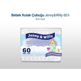 Jenny & Willy 60'lı Bebek Emniyetli Pamuk Kulak Çubuğu