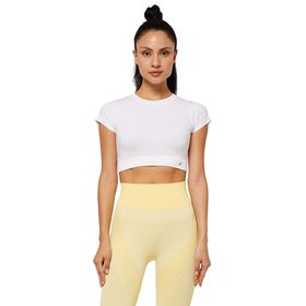 Jerf Captiva Yumuşak Dokulu Esnek Beyaz Crop Top Kadın T-shirt
