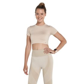 Jerf Captiva Yumuşak Dokulu Esnek Crop Bej Top