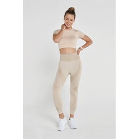 Jerf Captiva Yumuşak Dokulu Esnek Crop Bej Top