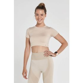 Jerf Captiva Yumuşak Dokulu Esnek Crop Bej Top