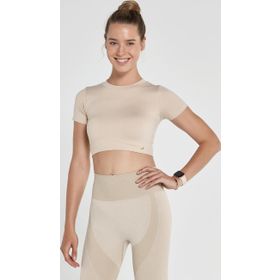Jerf Captiva Yumuşak Dokulu Esnek Crop Bej Top